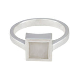 Putri White Solitaire Ring for Women Square Design Rainbow Moonstone White